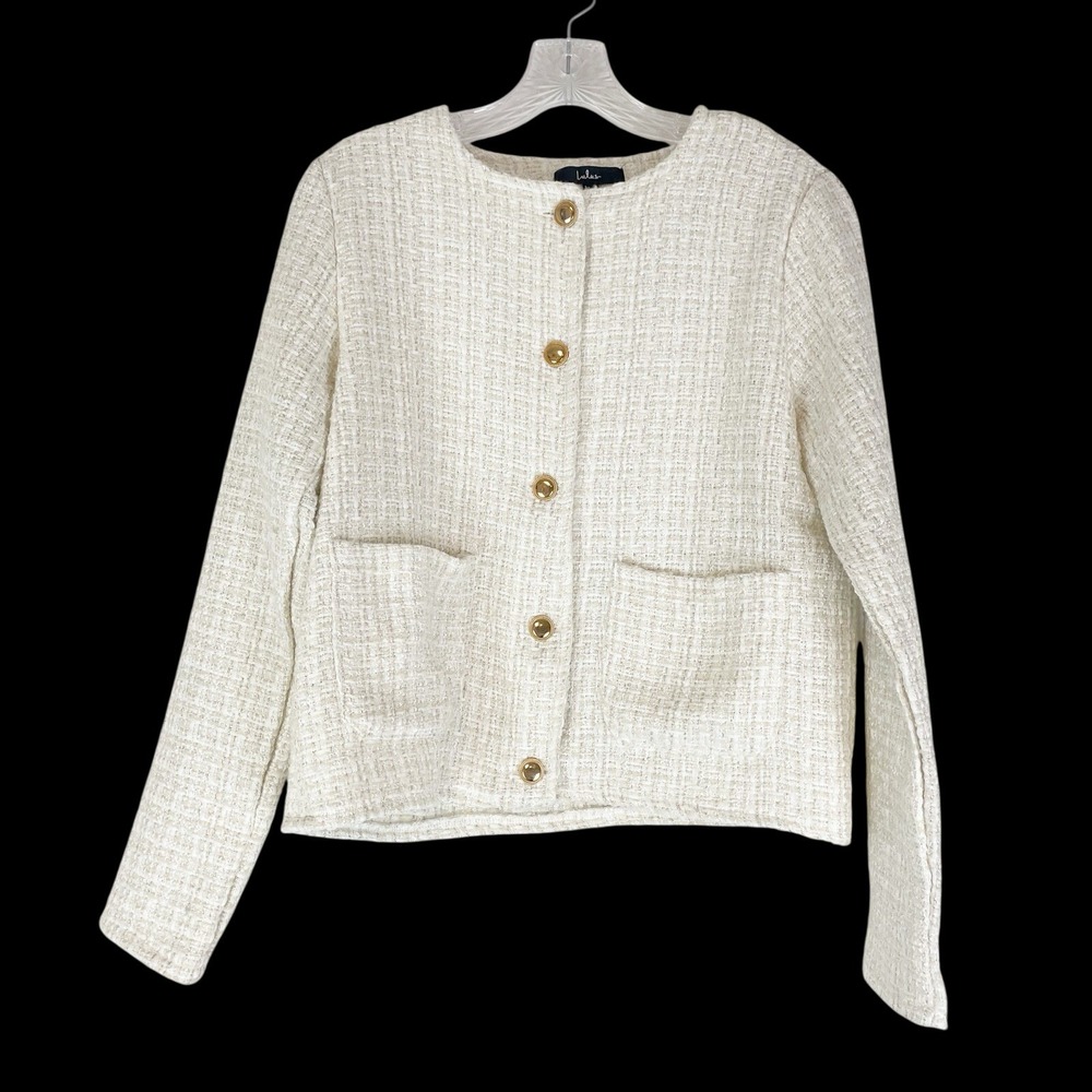 Lulus Blazer Medium Tweed Old‎ Money Classic Elegant Parisian Timeless Cream M